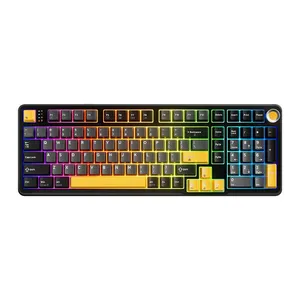 Teclado Mecanico Marvo Titan 98, RGB, Switch Banana Crystal, Wireless, Preto, Cinza e Amarelo, KG986W