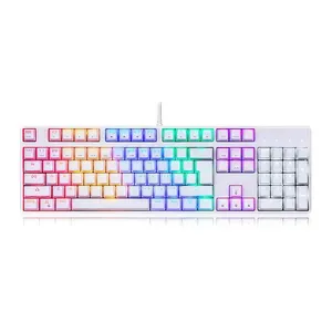 Teclado Mecanico Gamer Motospeed CK107 RGB, Switch Vermelho, USB, Branco, KG-CK107-WH-RD-WW
