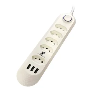 Filtro de Linha X-Cell, 5 Tomadas, 3 Portas USB, Com Interruptor, Branco, XC-FL-05