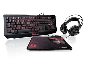 Kit Teclado Mouse Headset Thermaltake Knucker 4 in 1, KB-GCK-PLBLPB-01