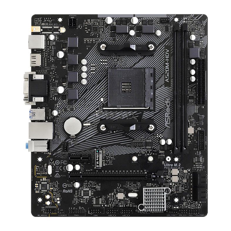 Placa Mae AsRock A520M-HDV, DDR4, Socket AM4, M-ATX, Chipset AMD A520, A520M-HDV