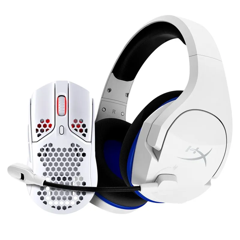 Kit Mouse Gamer HyperX Pulsefire Haste, Wireless, RGB, 16000DPI, 6 Botoes, Branco, Headset Gamer HyperX Cloud Stinger Core Wireless, Som Surround 7.1, Drivers 40mm, Branco