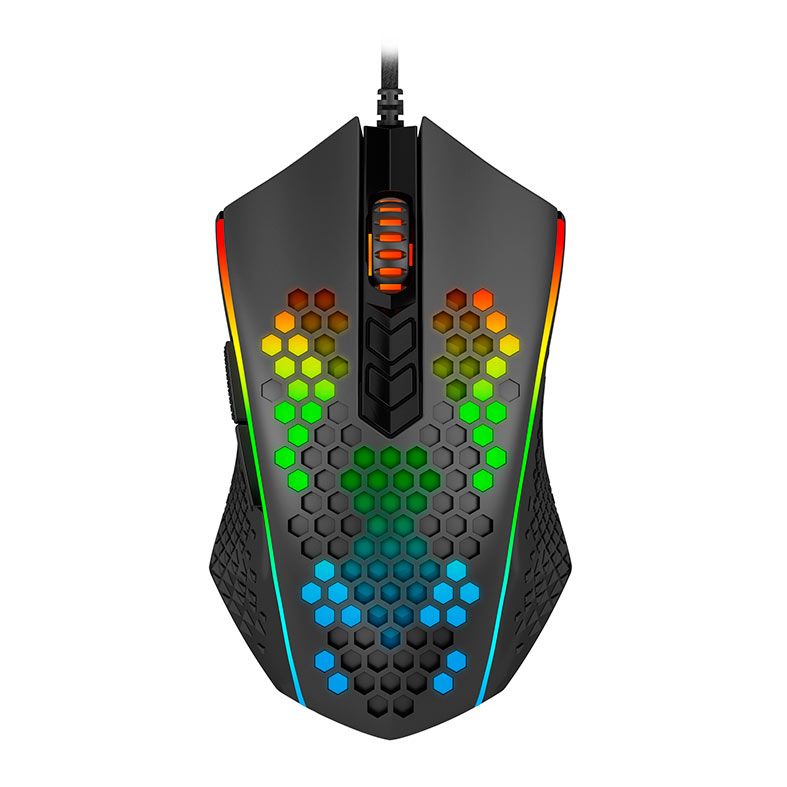 Mouse Gamer Redragon Memeanlion Honey Comb, RGB, 12400DPI, 7 Botoes, Preto, M809-K