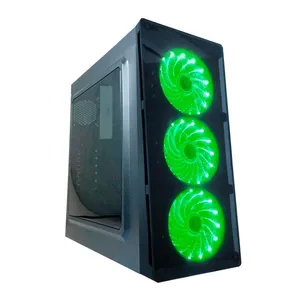 Gabinete Gamer Pixxo HT-X906 3x120mm Verde, HTX906N15S