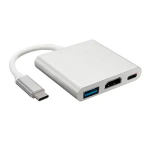 Cabo Adaptador F3 3 in 1 Tipo C Para HDMI 4K + USB 3.0 + Tipo C (pd), JC-TYC-HM31 118