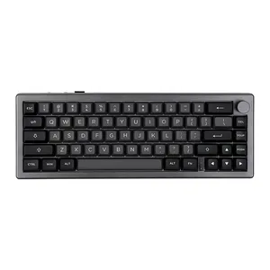 Teclado Mecanico Epomaker EK68, Switch Wisteria Linear, Black Silver, EK68-BS-WSLN