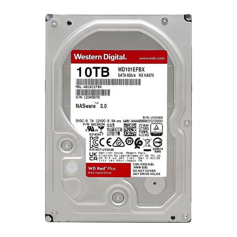HD WD Red Plus, 10TB, 3.5, 7200 RPM, Sata III 6GB/s, Cache 256MB, WD101EFBX