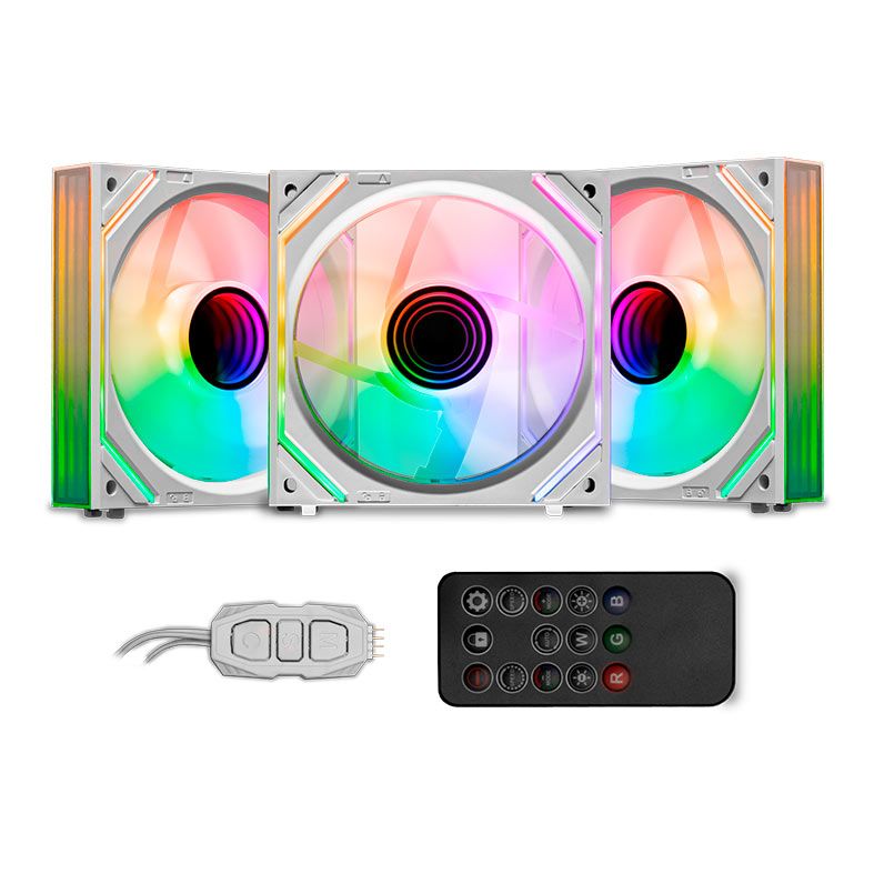 Kit Ventoinhas Mancer Ventus ZX, ARGB, 3x120mm + Controladora, Branca, MCR-VTZX-WH01