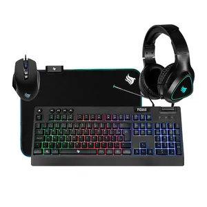 Combo Gamer Pichau Netuno 4x1, Rainbow, Teclado ABNT2, Mouse 8000DPI, Mousepad Medio, Headset Drivers 50mm, PG-NTN-RBW01