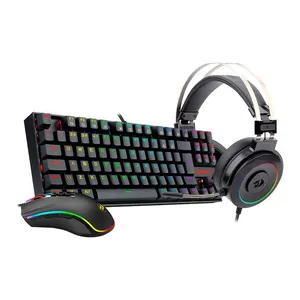 Combo Gamer Redragon S125, Teclado Mecanico, Mouse 12400DPI, Headset, RGB, S125