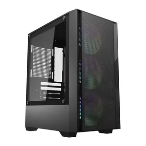Gabinete Gamer Aigo Darkflash C195M Mesh, Rainbow, Mini-Tower, Lateral de Vidro, Com 3 Fans, Preto, AC-C195M-MESH-B-BR1