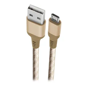 Cabo Micro USB Geonav Ultra Resistente 1,5m Nylon Trançado Dourado, MIC15G