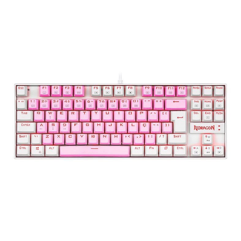 Teclado Mecanico Redragon Kumara, Led Vermelho, Switch Marrom, Rosa e Branco, K552PW-PT-BROWN