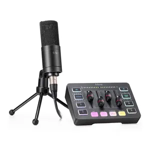 Kit Microfone Condensador e Audio Mixer Fifine KS2, RGB, USB-C/XLR, Preto, KS2-BLK
