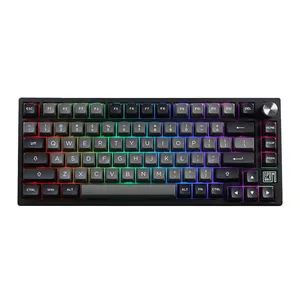 Teclado Mecanico Epomaker TH80 SE, ARGB, Switch Flamingo Linear, Black Silver, TH80SE-BS-FLGLN