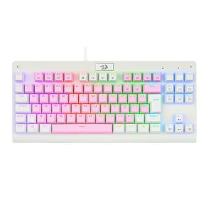Teclado Mecanico Gamer Redragon Dark Avenger, RGB, Switch Azul, Rosa e Branco, K568PW-RGB-PT-BLUE