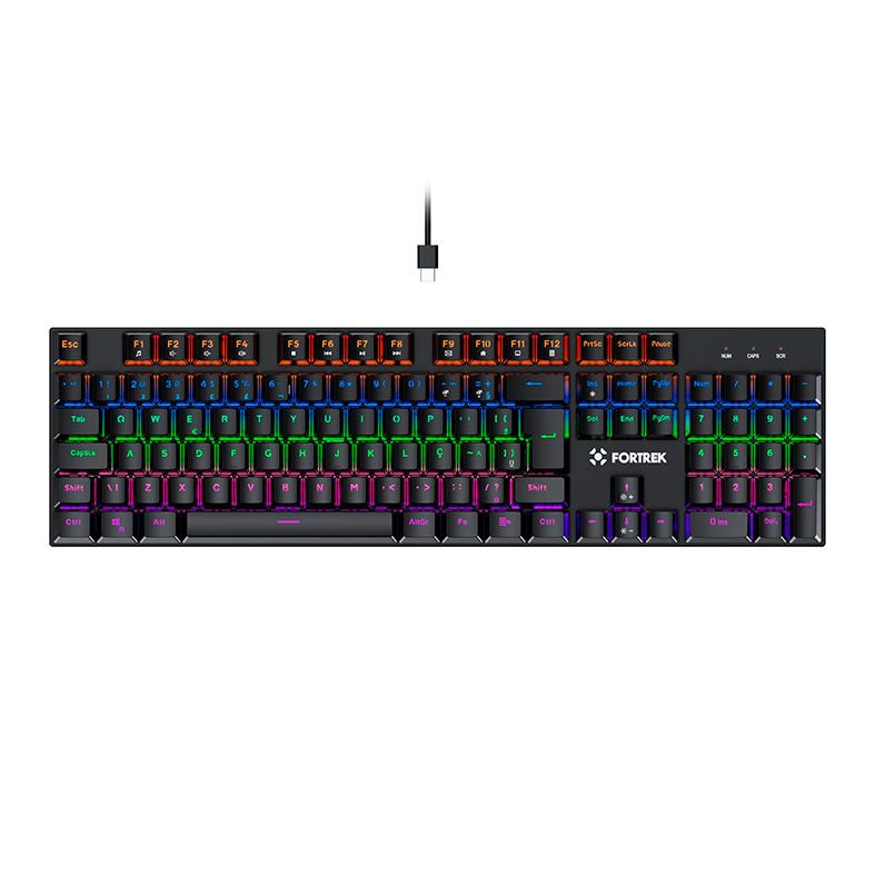 Teclado Mecanico Fortrek Gravity 100, Rainbow, Switch Outemu Vermelho, Branco, 84976