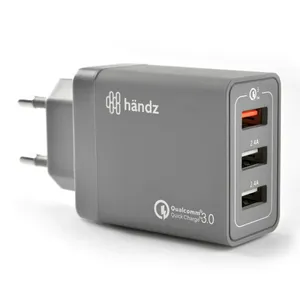 Carregador de Parede Handz QuickCharge, USB 3 em 1, Bivolt, Cinza, WC-01
