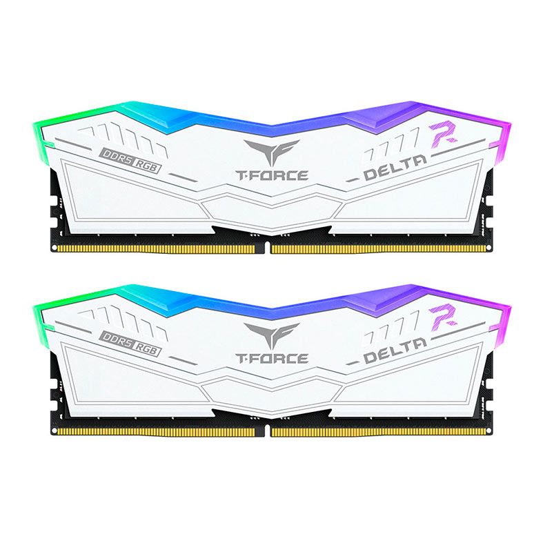 Memoria Team Group T-Force Delta, RGB, 64GB (2x32GB), DDR5, 6400MHz, C34, Branco, FF4D564G6400HC34EDC01