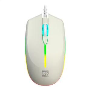 Mouse R8 1660, 1600DPI, 4 Botoes, USB, Branco, R8-1660-WH