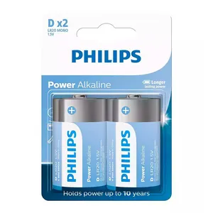 Pilhas Alcalina Philips LR20 D, Tipo-D, 2 Unidades, LR20P2B-59