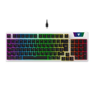 Teclado Mecanico Gamer Force One Atlas Pro, RGB, ABNT, Switch Red, Branco e Preto, FR.TC.AP.01