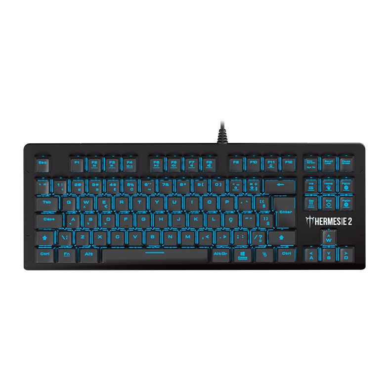 Teclado Mecanico Gamer Gamdias Hermes E2, Led Azul, ABNT2, Switch Marrom, Preto, HERMES E2 BLUE BR BROWN