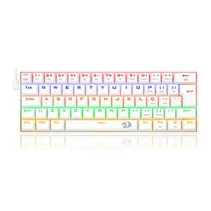 Teclado Mecanico Redragon Lakshmi, Rainbow, ABNT2, Layout 60, Switch Marrom, Lunar White, K606W-R-PT-BROWN