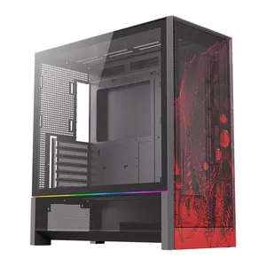 Gabinete Gamer Redragon Strafe Flow Infernal Dragon, RGB, Mid-Tower, Lateral de Vidro, Preto e Vermelho, CA-618B