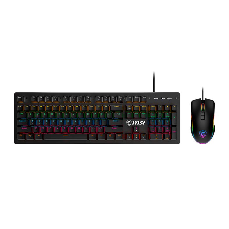 Kit Teclado e Mouse MSI Forge GK300, RGB, 7200DPI, Preto, FORGE-GK300-COMBO-BL-US