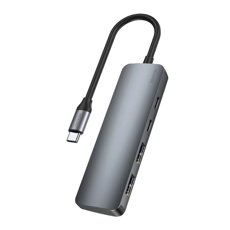 Hub Geonav 4x1, Tipo-C/USB-A, Cinza, UCA12