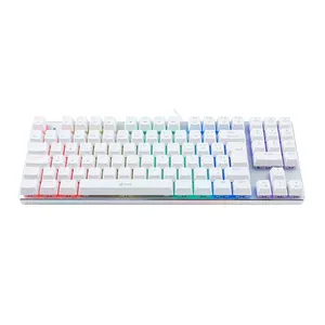 Teclado Mecanico A+ Plus Tech Barak, Rainbow, ABNT2, Switch Outemu Azul, Branco, AP-KB-3884W