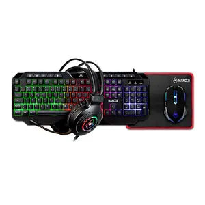 Combo Gamer Mancer ORC 4x1, Teclado ABNT2, Mouse 3600DPI, Mousepad Pequeno, Headset Drivers 50mm, Rainbow, MRC-ORC-RBW01