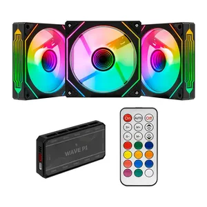 Kit Ventoinhas Pichau Wave P1, ARGB, 3x120mm + Controladora, Preto, PG-WPRGB-BK01