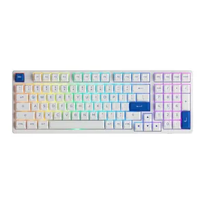 Teclado Mecanico Gamer Akko 3098N, RGB, Wireless, Switch Akko Flame Red, Branco e Azul, AKKO-3098N