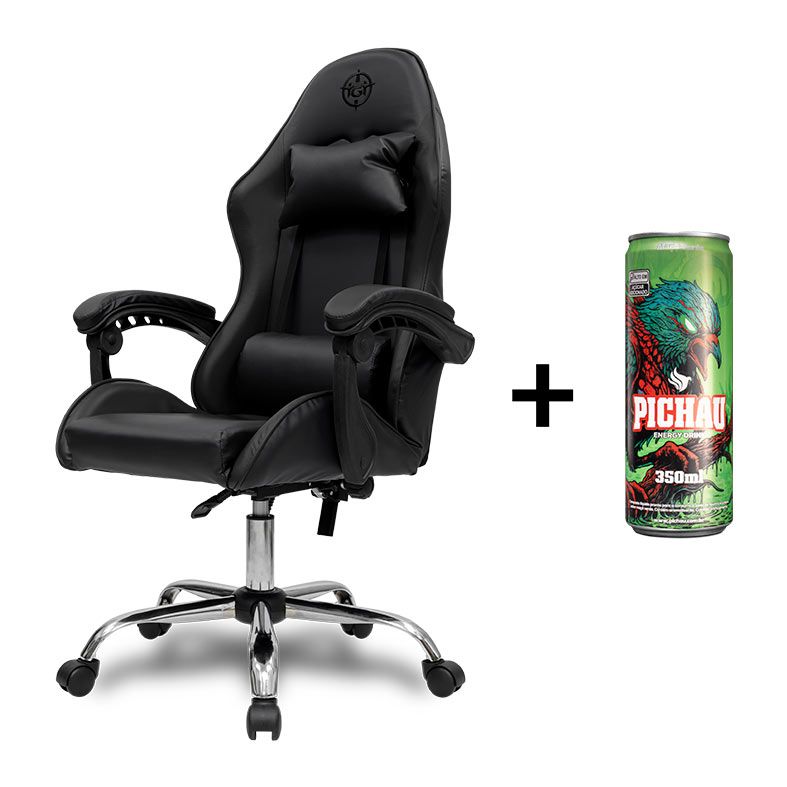 Cadeira Gamer TGT Heron, Preta + Energetico Pichau Maca Verde