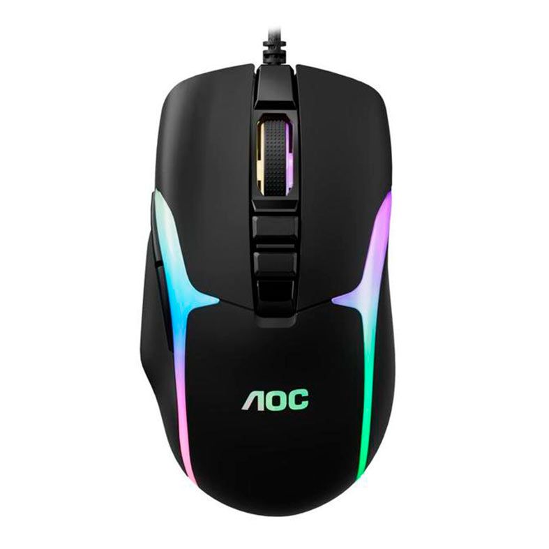 Mouse Gamer AOC GM190 RGB 7200DPI 8 Botoes Preto