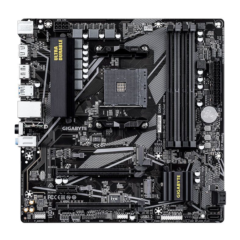 Placa Mae Gigabyte B550M DS3H AC R2, Wifi, DDR4, Socket AM4, M-ATX, Chipset AMD B550, B550M-DS3H-AC-R2