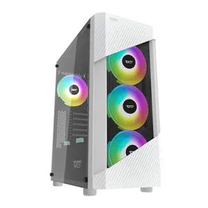 Gabinete Gamer Aigo DarkFlash Pollux, RGB, Mid-Tower, Com 4 Ventoinhas, Lateral Acrilico, Branco, AIGO-DF-POLLUX-WH