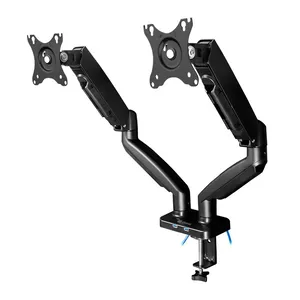 Suporte Articulado Para Dois Monitores Zinnia Nimbo 210, 13 Pol a 32 Pol, USB 3.0, Preto, ZNO-USB210-BL01