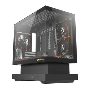 Gabinete Gamer Aigo Darkflash Floatron F1, ARGB, Full-Tower, Lateral de Vidro, Com 6 Fans, Preto, F1-BW-COMBO-DM8-LINEX6-BK