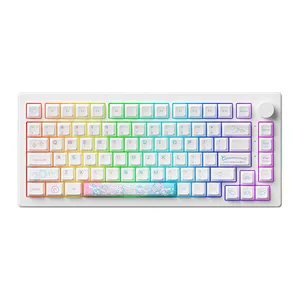 Teclado Mecanico Gamer Akko 5075B Plus-S Cinnamoroll 20 Aniversario, RGB, Wireless, Branco, Switch Content White, AKKO-5075B-CINNAMOROLL