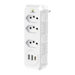 Adaptador de Tomada X-Cell, 3 Tomadas, 2 Portas USB, 1 Porta USB-C, Branco, XC-FL-09