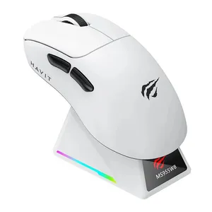 Mouse Gamer Havit MS955WB, RGB, 22000DPI, 6 Botoes, Tri-Mode, Branco, MS955WB-WHITE