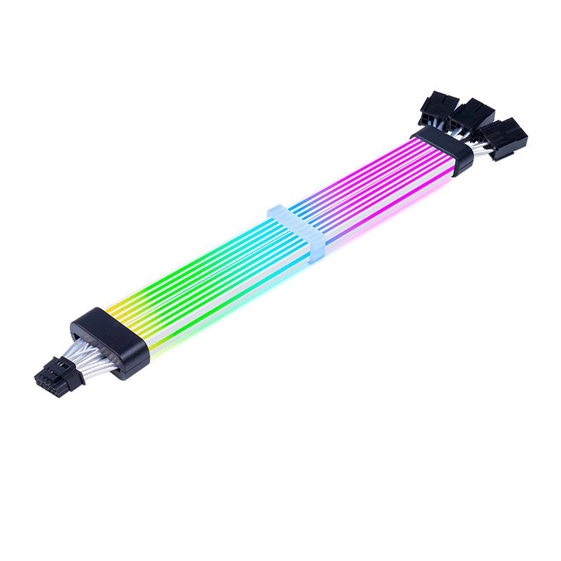Cabo Extensor Sleeved Acegeek AC124 ARGB 12+4 Pinos 340mm Preto