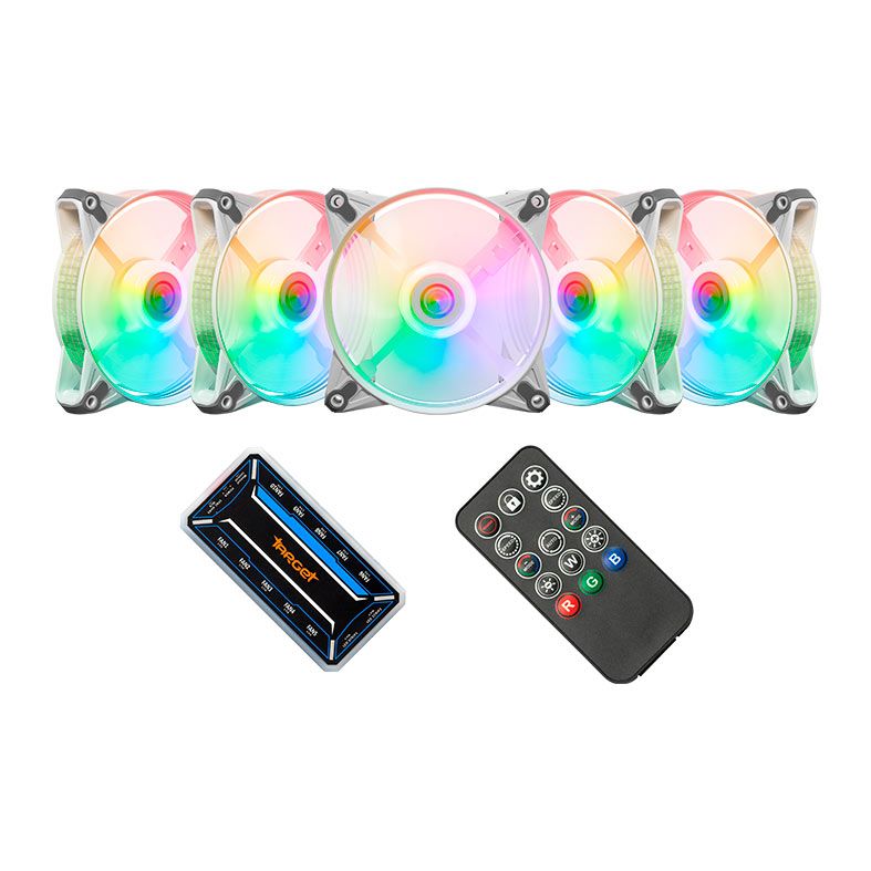Kit Ventoinhas TGT Humber, ARGB, 5x120mm + Controladora, Branco, TGT-HR5-WH01