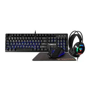 Combo Gamer Gamdias Hermes E1B 4x1, RGB, Teclado, Mouse 3200DPI, Mousepad Pequeno, Headset Drivers 40mm, HERMESE1B-4IN1-COMBO