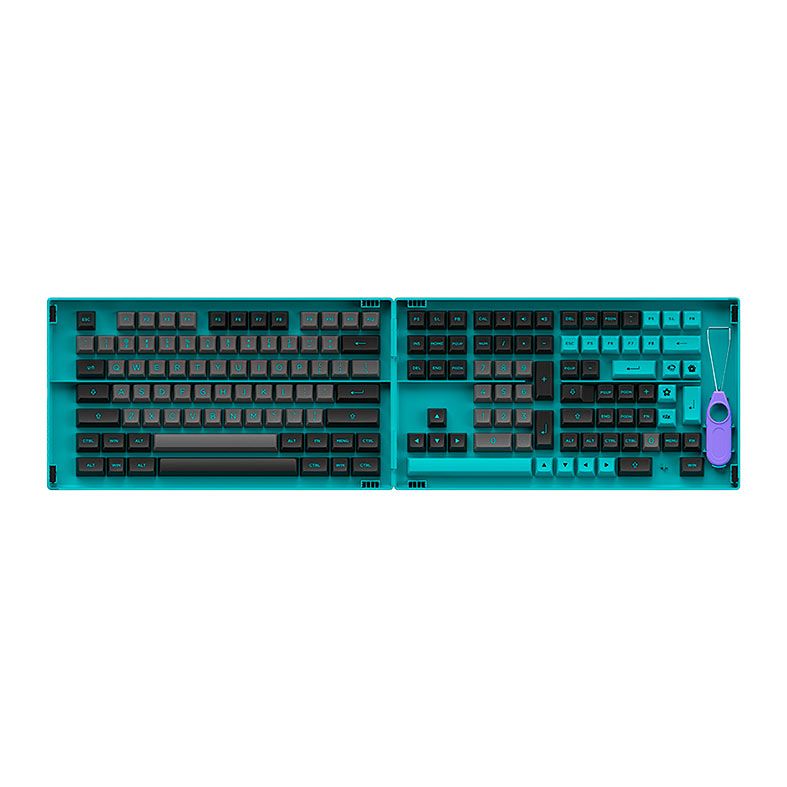 Conjunto de Teclas Akko ASA Profile, PBT Double Shot, Black e Cyan, AKKO-KEYCAP-BC