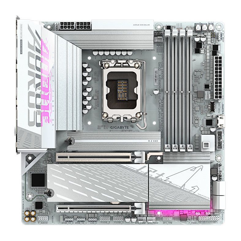 PRE VENDA - Placa Mae Gigabyte B860M Aorus Elite WIFI6E Ice, DDR5, LGA1851, M-ATX, Chipset Intel B860, B860M-A-ELITE-WIFI6E-ICE