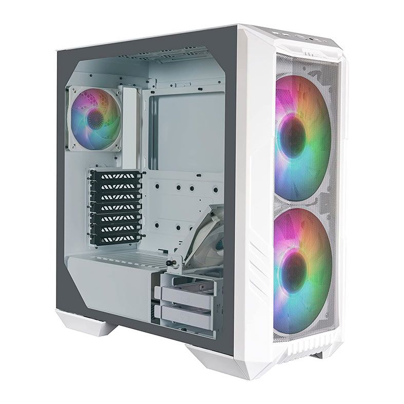 Gabinete Cooler Master HAF 500, ARGB, Mid-Tower, Lateral de Vidro, Com 4 Fans, Branco, H500-WGNN-S00